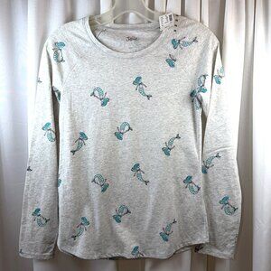 NWT Girls Justice Size 14 Lite Gray Long Sleeve Top w/Mermaids